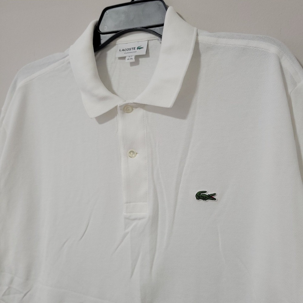 Lacoste Classic Fit Polo Shirt Mens XXL White Pique Crocodile Logo Tennis Golf